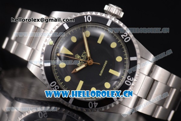 Rolex Submariner Vintage Asia 2813 Automatic Stainless Steel Case/Bracelet with Black Dial and Dot Markers - Click Image to Close